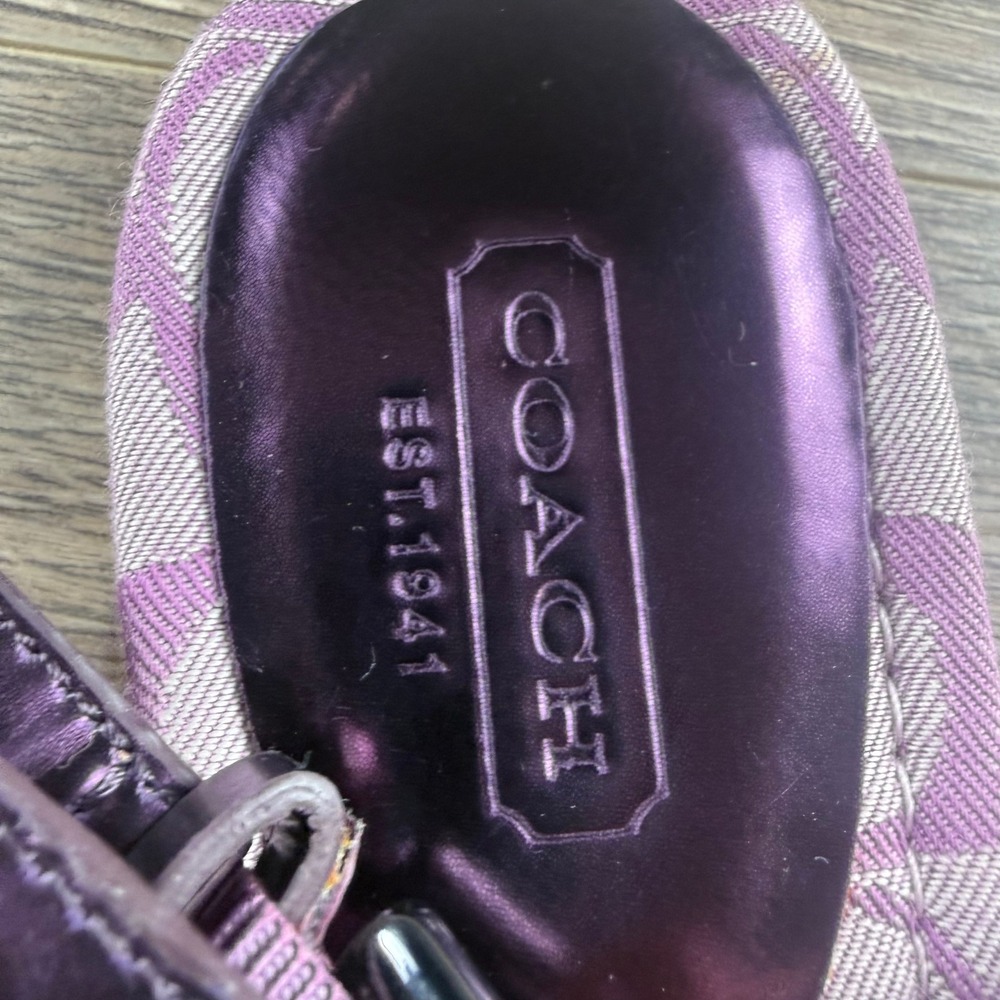 Coach Shirley Purple Signature Jacquard Thong Sandals Metallic Straps Womens 8B - Picture 7 of 13